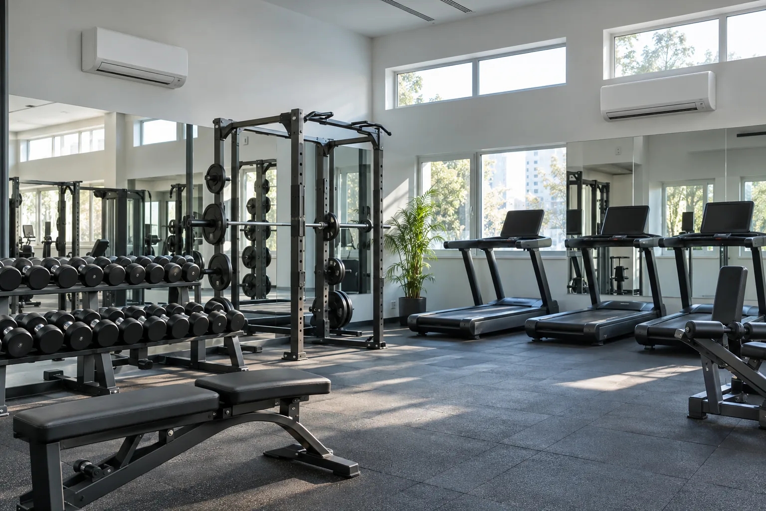 Sala de fitness cu echipamente de antrenament