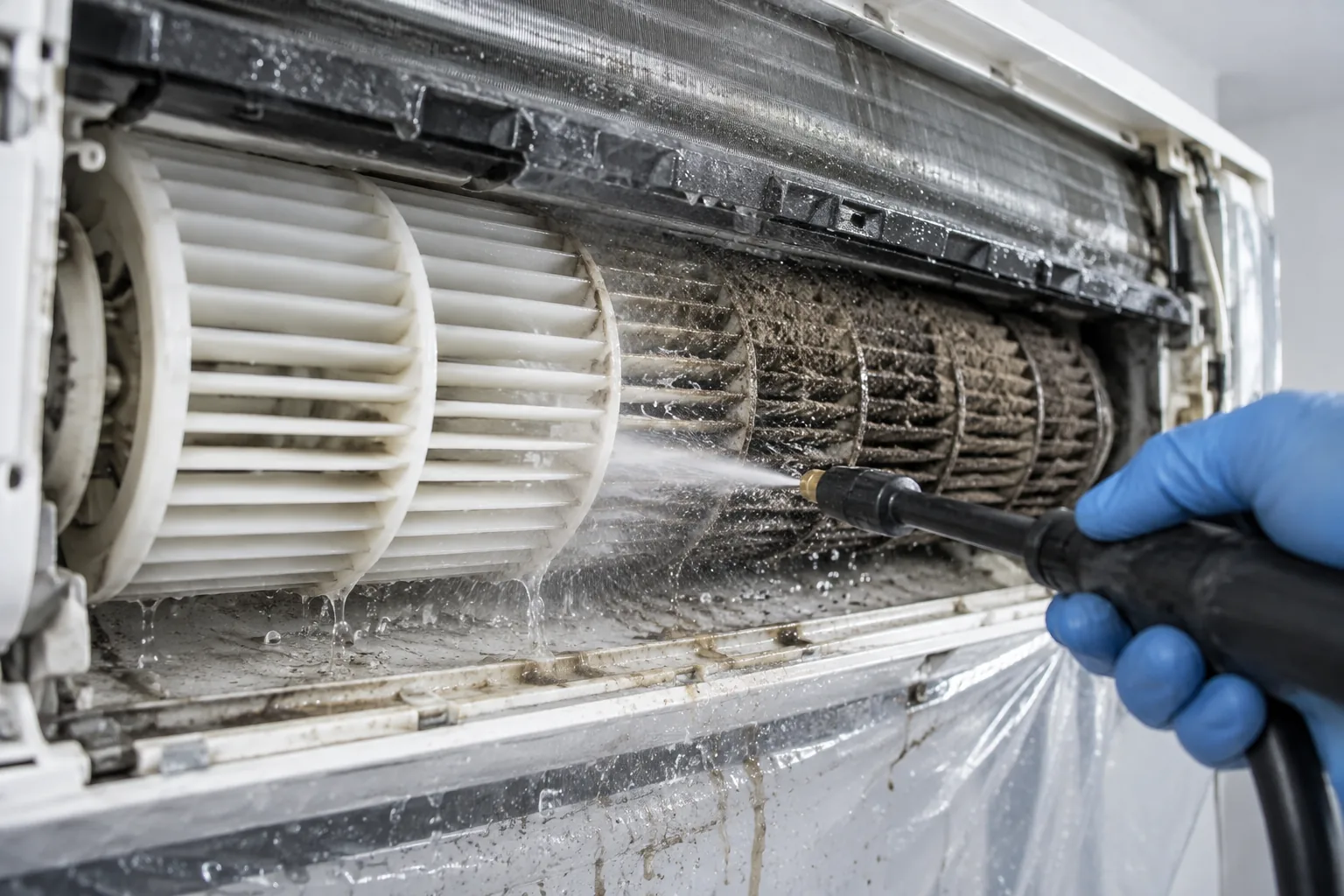 Perie langa ventilatorul cilindric