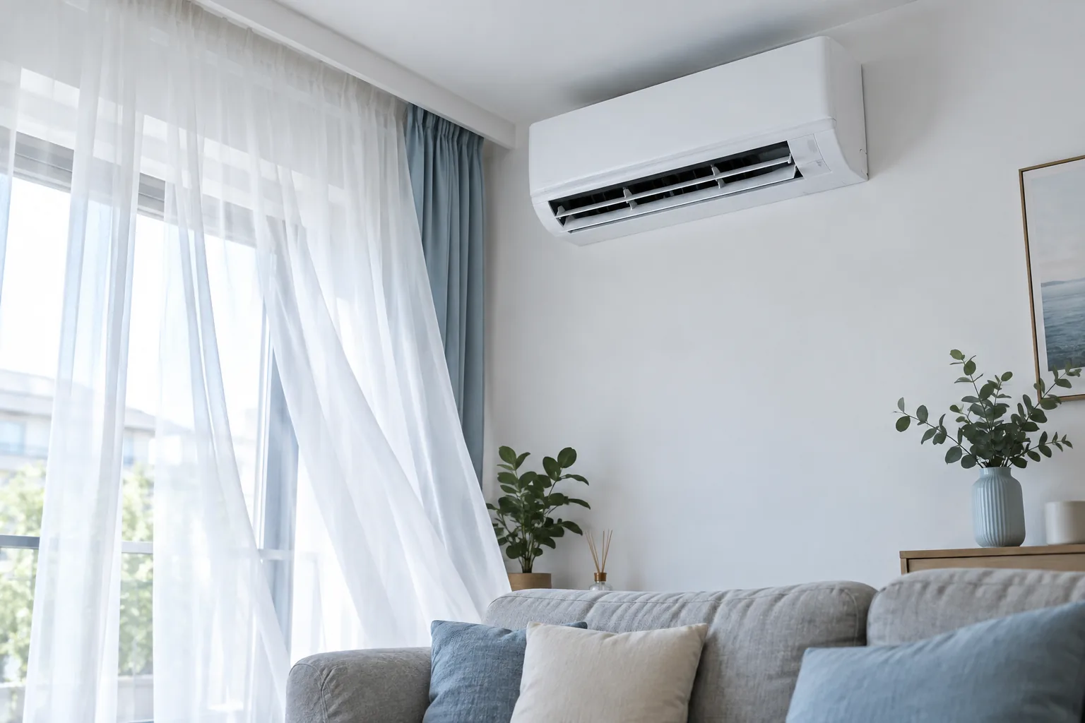 Aparat de perete intr-un living luminos