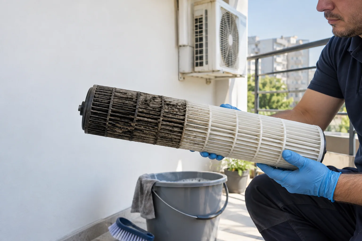 Ventilator cilindric demontat pentru acces