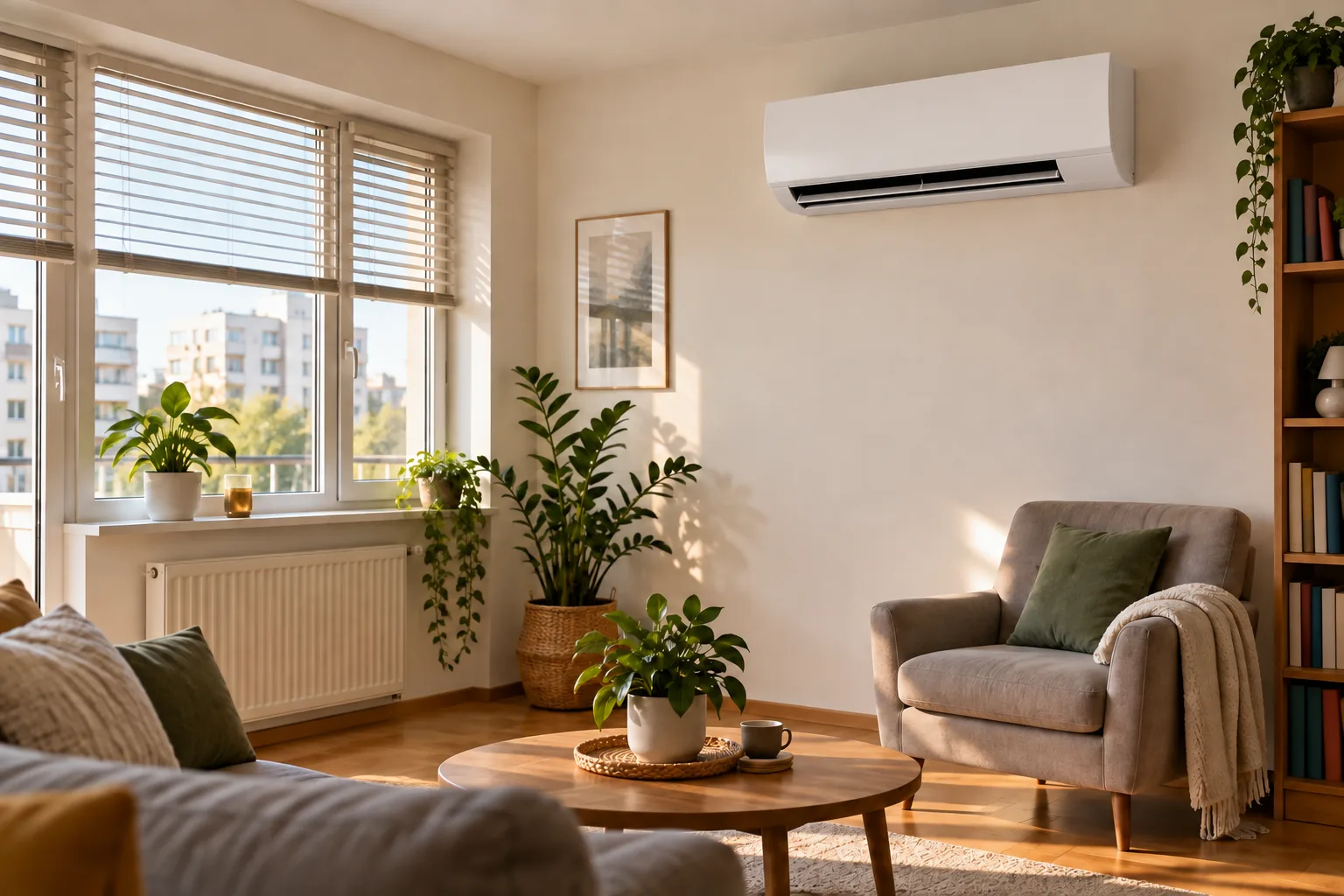 Living cu unitate de perete si plante