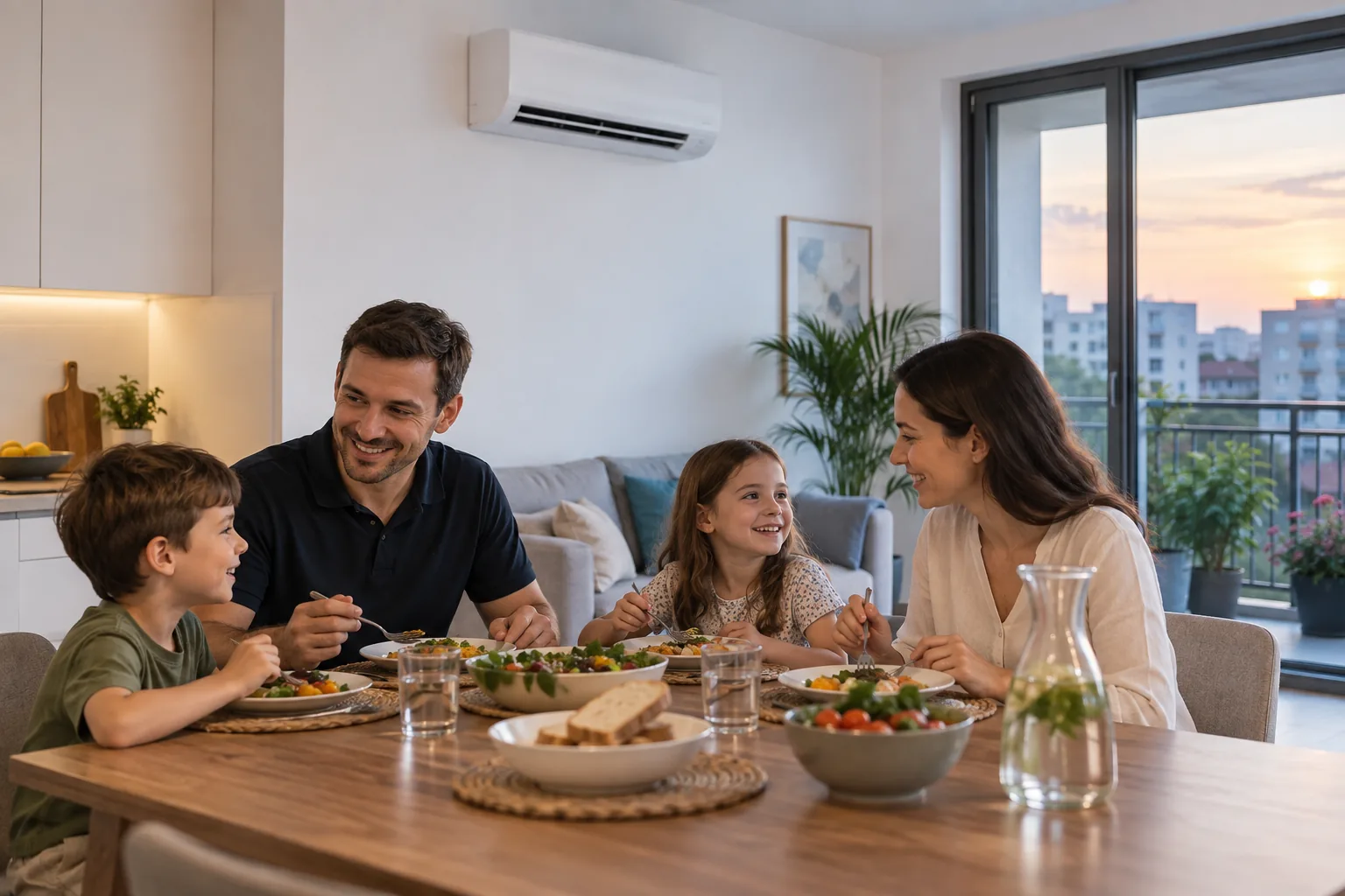 Familie la masa in living