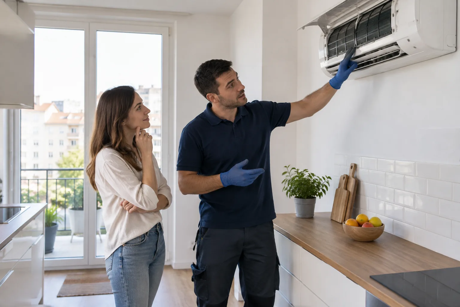 Discutie cu proprietarul langa mobilier