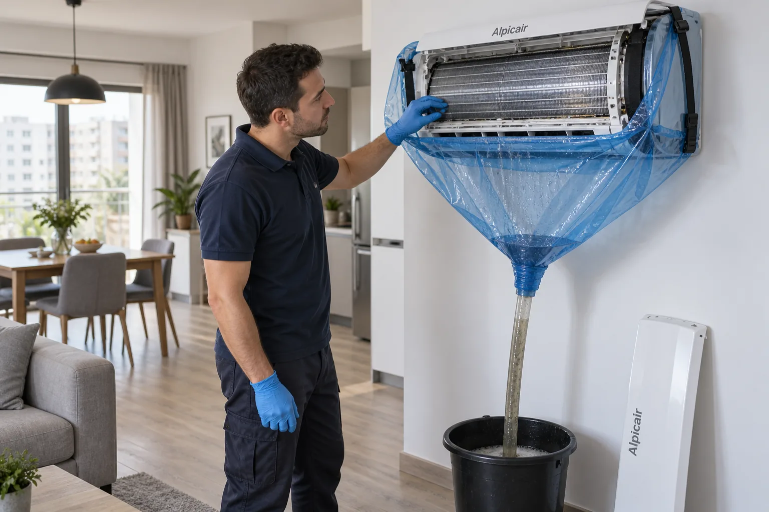 Galeata sub aparatul din living