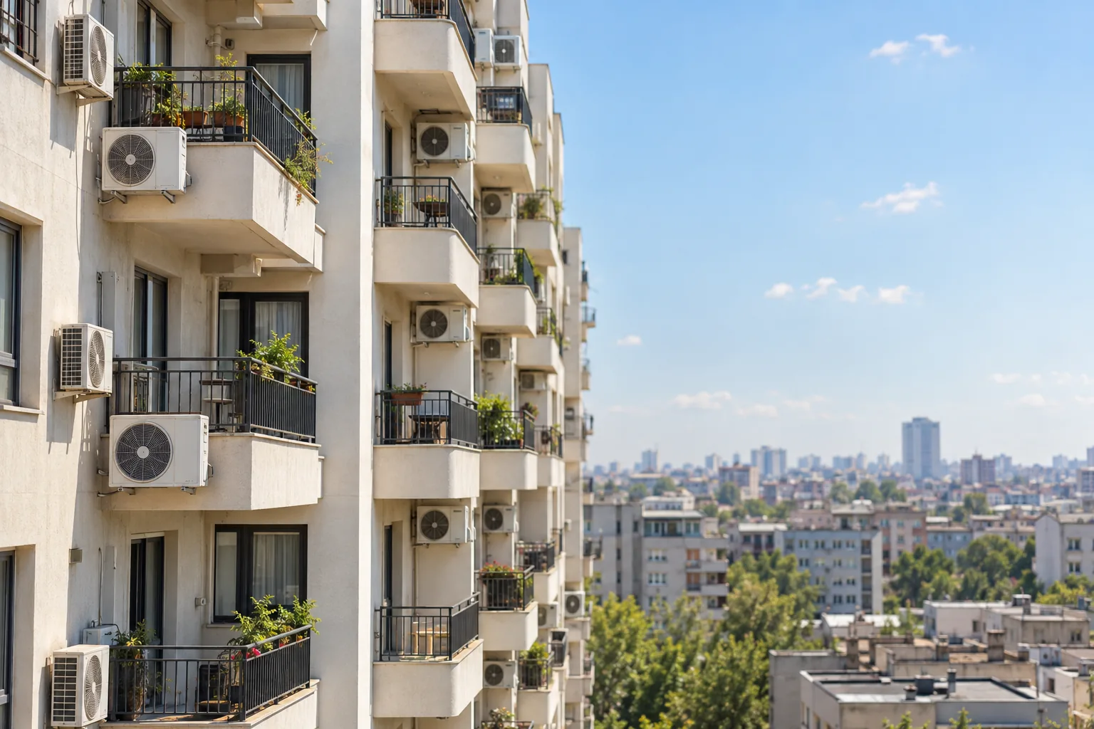 Fatada cu balcoane si aparate exterioare